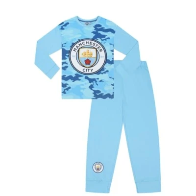 Image of Boys Manchester City Football Club Camouflage Long Pyjama Set (13 14 Years)