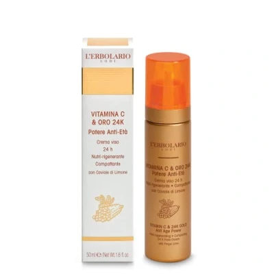 Image of Vitamin C and 24K Gold Anti Age Power Nutri Regenerating Face Cream by LErbolario for Women 1.6 oz