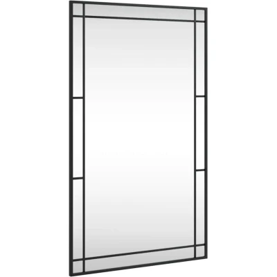 Image of vidaXL Wall Mounted Iron Mirror Minimalistic Black Rectangle Glass Suitable for Bedrooms, Living Room, Hallway, Bathroom 60x100cm