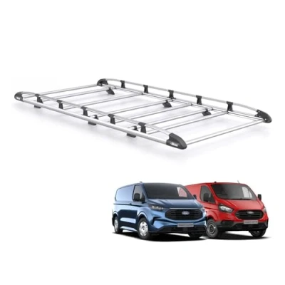 Image of Rhino Roof Rack for Ford Transit Custom 2013+ Van (Only Suitable Short (L1) Wheelbase with Standard (H1) Roof) Heavy Duty KammRack Integrated Ladder Roller (K615)