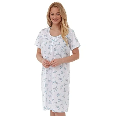 Image of undercover lingerie Ltd Lady Olga Polycotton Floral Nightie Blue 30 32