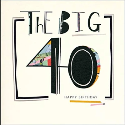 Image of Illustrated Male 40th Birthday Card from the Mambo Range Age 40 Silver Foil Finish for Him
