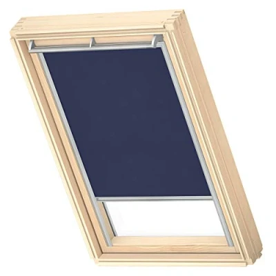 Image of VELUX Original Roof Window Translucent Roller Blind for MK08, Dark Blue, with Grey Guide Rail