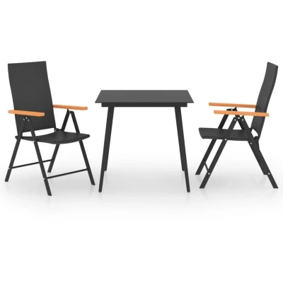 Image of vidaXL 3 Piece Garden Dining Set Black and Brown