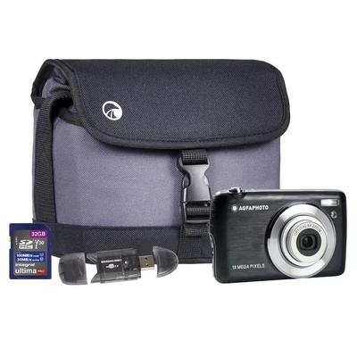 Image of Agfa Photo Realishot DC8200 Compact Digital Camera Kit with 32GB SD, Card Reader &amp; Shoulder Bag Black