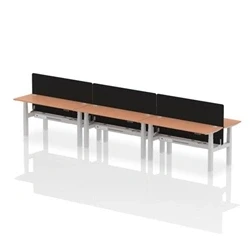 Image of Air B2B 1600x600mm Adjustable 6P Bench Desk CP Beech/Silver + Screen