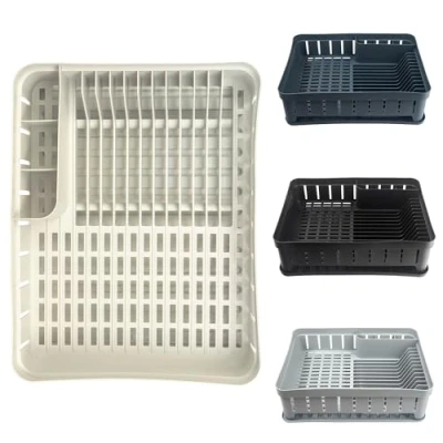 Image of KADAX Rectangular Kitchenware Rack with Cutlery Holder, Dish Dryer Drip Tray, Drainer for Kitchen, (White)