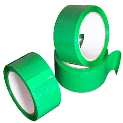 Image of 2 LARGE ROLLS OF GREEN COLOURED PACKAGING PARCEL TAPE INCHES WIDE x 66 METRES PER ROLL 50mm 66m BOX SEALING PACKING MAILING POSTAL POSTAGE WAREHOUSE GENERAL TAPES SUPPLIES