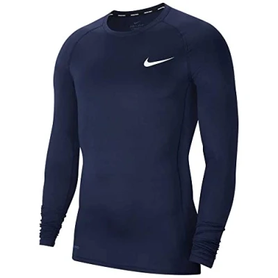 Image of Nike M Np Top Ls Tight Long Sleeved T Shirt Obsidian/(White), Large