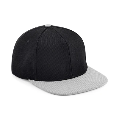 Image of Beechfield Original Flat Peak 6 Panel 8.12 Snapback Black/Grey