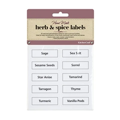 Image of KitchenCraft Home Made Herb and Spice Jar Labels, Rectangular, Clear, Pack of 50