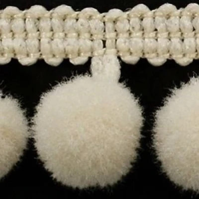 Image of HomeBuy 1M POM BOBBLE TRIM FRINGE MEDIUM SIZE 10mm 20 colours (per metre) BONE #B