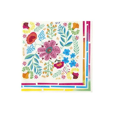 Image of Talking Tables Boho Colourful Floral Paper Napkins Disposable Serviettes for Summer Dining, BBQ, Picnic, Kids Birthday Encanto Party, Festival, NAPKINFLORAL, Pack of 20, 33 x 33cm, 13&quot;