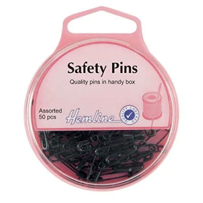 Image of HEMLINE Safety PINS 50PK H414.99,Black,23mm, 19mm