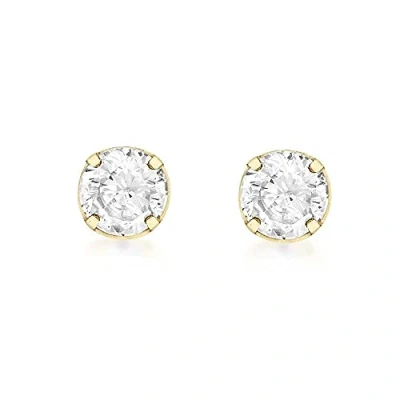 Image of Carissima Gold Women&#039;s 18 ct Yellow 4 mm Round Cubic Zirconia Stud Earrings