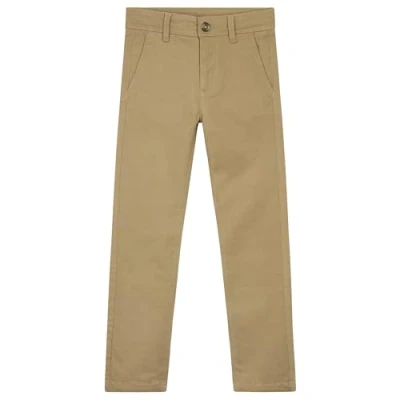 Image of CityComfort Boys Chino Trousers with Front and Back Pockets, Adjustable Waist (Beige, 7 8 Years)