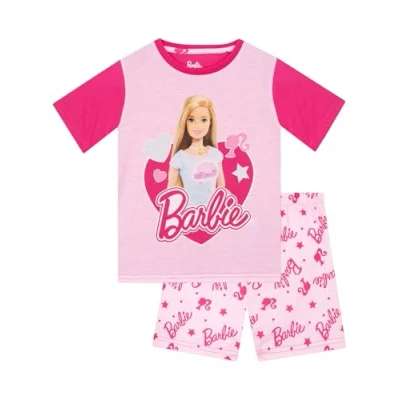 Image of Barbie Pyjamas Girls Short Fashionable Summer For Pink 6 7 Years