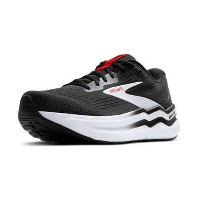 Image of BROOKS Men&#039;s Ghost Max 2 Sneaker, Black White Fiery Red, 6.5 UK