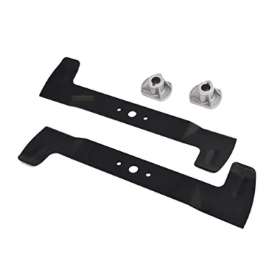 Image of 92 cm high lift knife (right + left) set for Castelgarden Sabo Solo Honda Stiga Viking EFCO Sabre Dolmar 2 x holders (for 20 mm shaft)