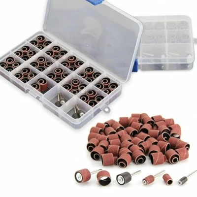 Image of 104Pcs Sanding Band Drum Sleeve 60 120 320 Grit with 4 Mandrel For Dremel Rotary Tool