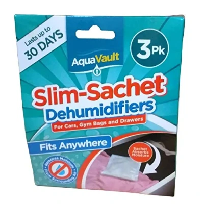 Image of 3 X SLIM SACHET SMALL SPACE DEHUMIDIFIERS CARS DRAWERS GYM BAGS FITS ANYWHERE
