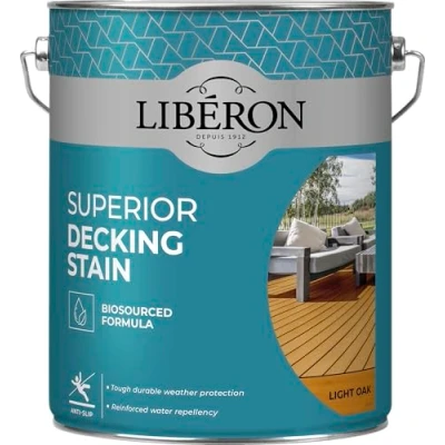 Image of Liberon Superior Decking Stain 5 litre Anti Slip New Biosourced Formula (Light Oak)