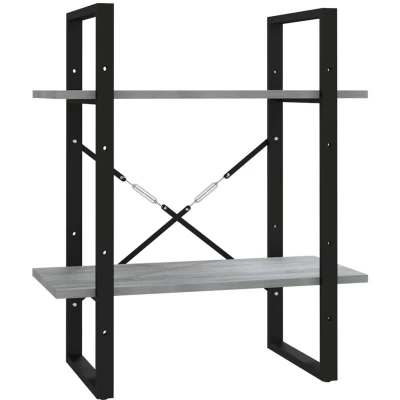 Image of vidaXL 2 Tier Book Cabinet Grey Sonoma 60x30x70 cm Engineered Wood