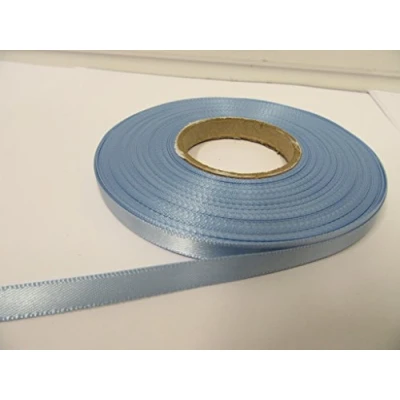 Image of 2 metres x 7mm Satin Ribbon Light Powder Blue Double Sided 7 mm