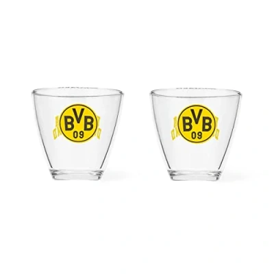 Image of Borussia Dortmund Unisex Adult BVB Water Glasses Set of 2 Glasses, Black, One Size EU