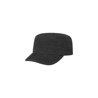 Image of Stetson Gosper Ladies/Mens Army Style Urban Cap Cotton Military with UV Protection Summer and Winter Black L (58 59 cm)