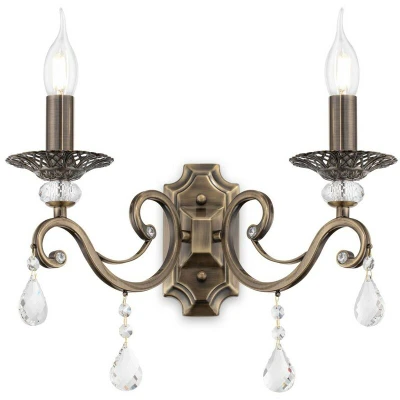 Image of Grace Wall Candle Lamp Brass &amp; Crystal, 2 Light, E14