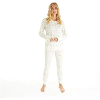 Image of Bench Soffi Womens Pyjamas Set Loungewear Long Sleeve PJs with Bottoms Winter White 14