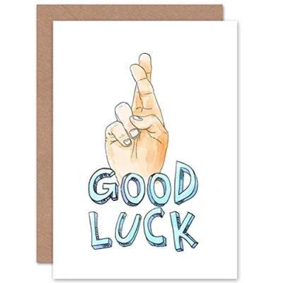 Image of Wee Blue Coo CARD GREETING GOOD LUCK FINGERS CROSSED GIFT