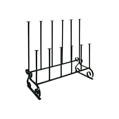 Image of Garden Pride Wellington Boot Rack/Walking Stand Black Metal Indoor and outdoor Holds six pairs of Wellies, Walking Boots or Shoes