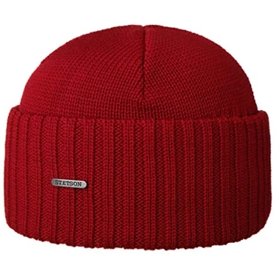 Image of Stetson Northport Winter hat Made of Merino Wool Cap in Italy Seaman&#039;s for Women/Men Fall/Winter red One Size