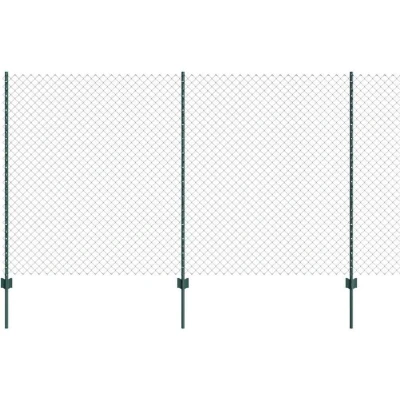 Image of vidaXL Chain Link Fence with 10 U Posts Green 1.4x10 m Steel