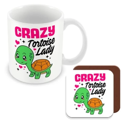 Image of MUGGZ Gift Mug &amp; Coaster for Tortoise Crazy Lady Giftset Made in The UK