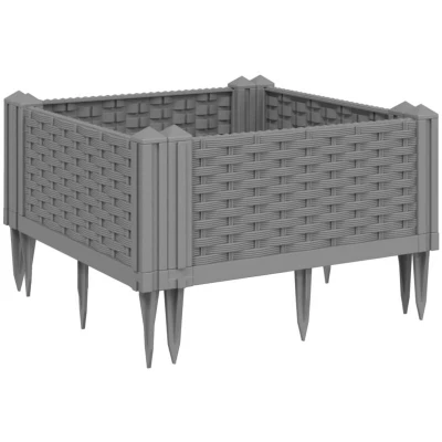 Image of vidaXL Garden Planter with Pegs Light Grey 42.5x42.5x28.5 cm PP