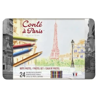 Image of Conte a Paris Pastel Pencil Set Assorted ,Black/Green/Grey/Yellow,(Set of 24)