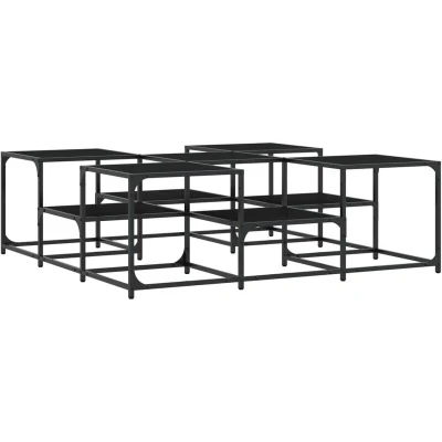 Image of vidaXL Coffee Table Black 121x121x40 cm Engineered Wood