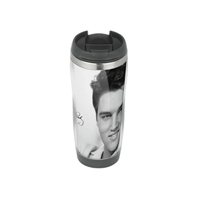 Image of mugmart Elvis Presley Auto Travel Mug, Thermal Insulated Cup for Hot and Cold Beverages Drinks
