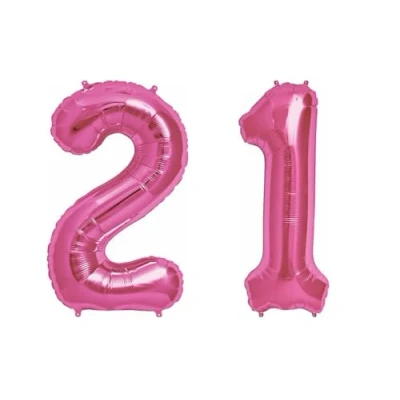 Image of Pink Number 21 Large Helium Foil Balloon Birthday Party Wedding Anniversary Decoration 101cm