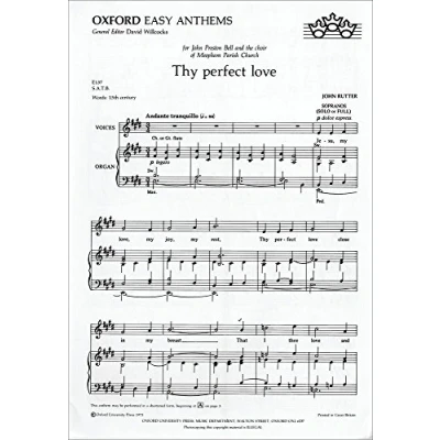 Image of Thy perfect love: Vocal score
