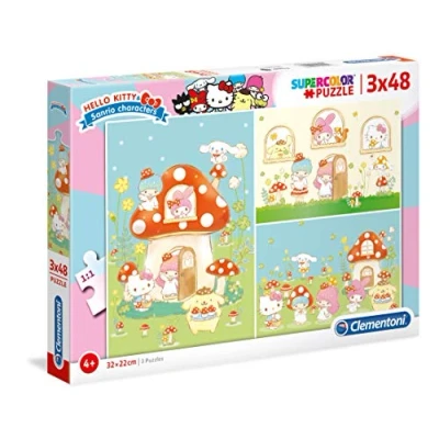 Image of Clementoni 25246 Supercolor puzzle Hello Kitty 3 x 48 pieces Made in Italy jigsaw children age 4+