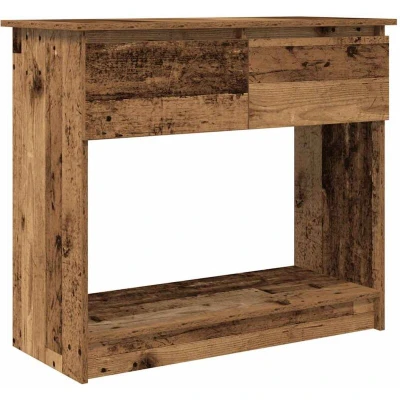 Image of vidaXL console table with drawers old wood engineered 85.5x38.5x74.5cm entryway organizer/living room display modern style durable &amp; stable