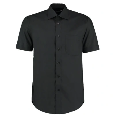 Image of Kustom Kit Men&#039;s Short Sleeve Classic Fit Business Shirt, Black, 15