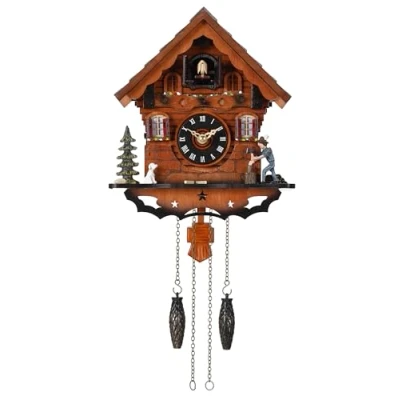 Image of Kintrot Cuckoo Clock Black Forest House Antique Wood Retro Pendulum Wall Decor