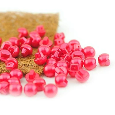 Image of 12mm Buttons Round Domed Sewing Pearl 50pk Red