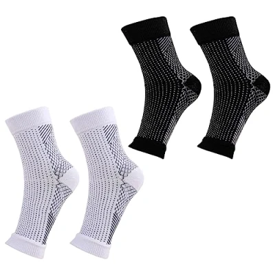 Image of Neuropathy Socks for Women, 2 Pairs Plantar Fasciitis Compression Socks, Ankle Support Brace Sprained Ankle, Breathable Anti Slip Soothe Pain Swelling Relief