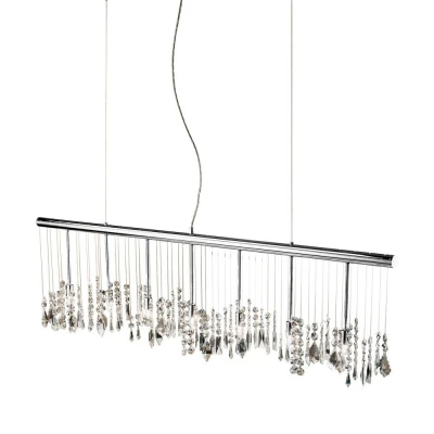 Image of Stretta Designer Crystal Straight Pendant Light Polished Chrome, 7x G9